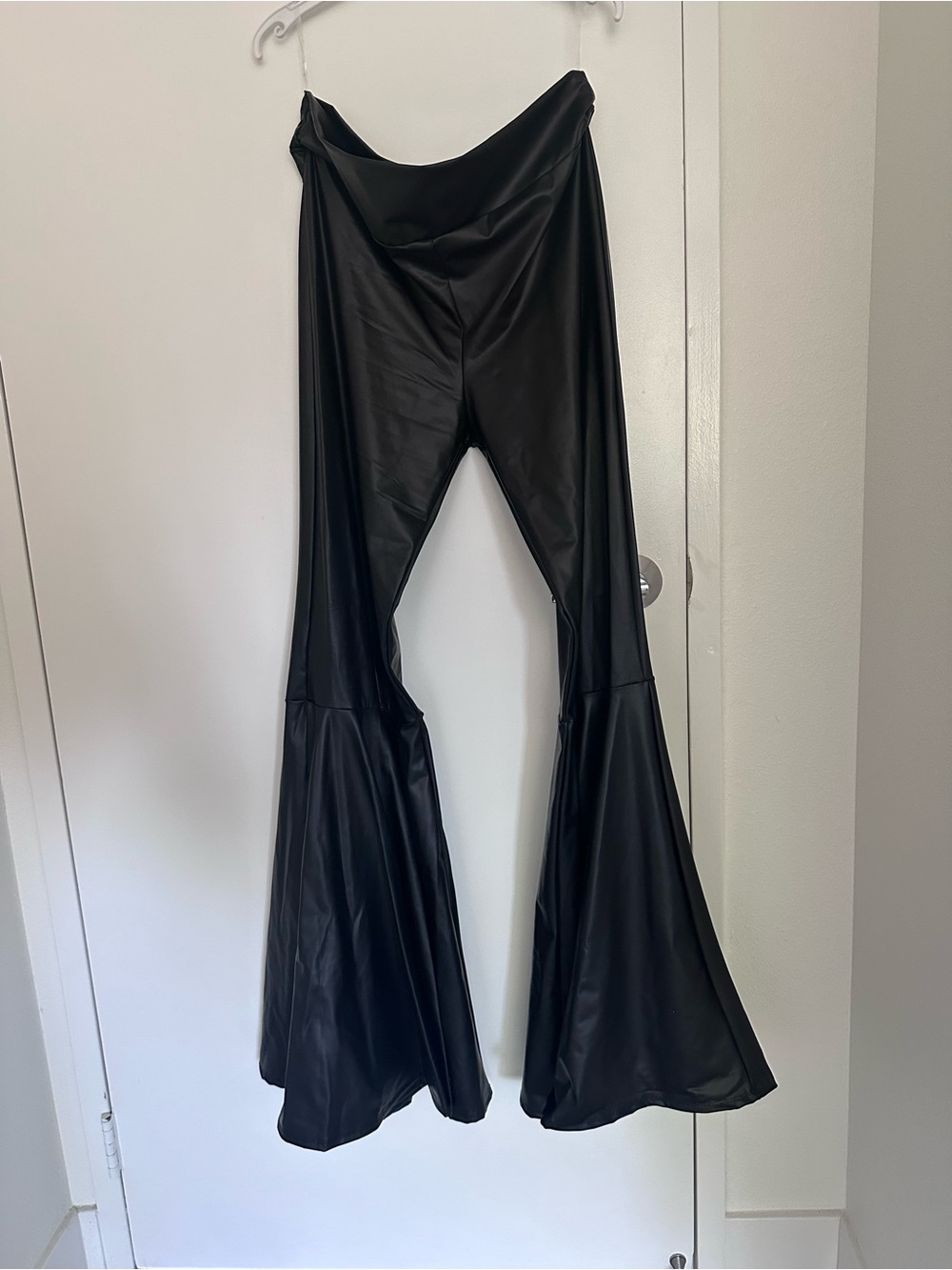 Cemi Ceri Black Faux Leather Bell Bottom Flare Pants Size 3XL